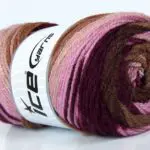 Roze|Bruin Tinten|Kastanjebruin|Kameel Zelfstrepende Garens 4x100gr