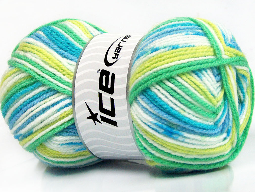 Blauw|Wit|Turkoois|Groen Tinten Baby Garens 4x100gr