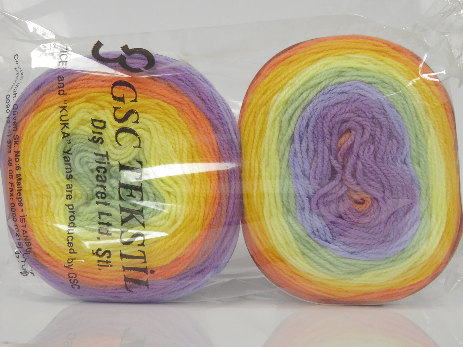 Groen|Paars|Lila|Oranje|Geel|Goud Cakes Yarns 2x150gr