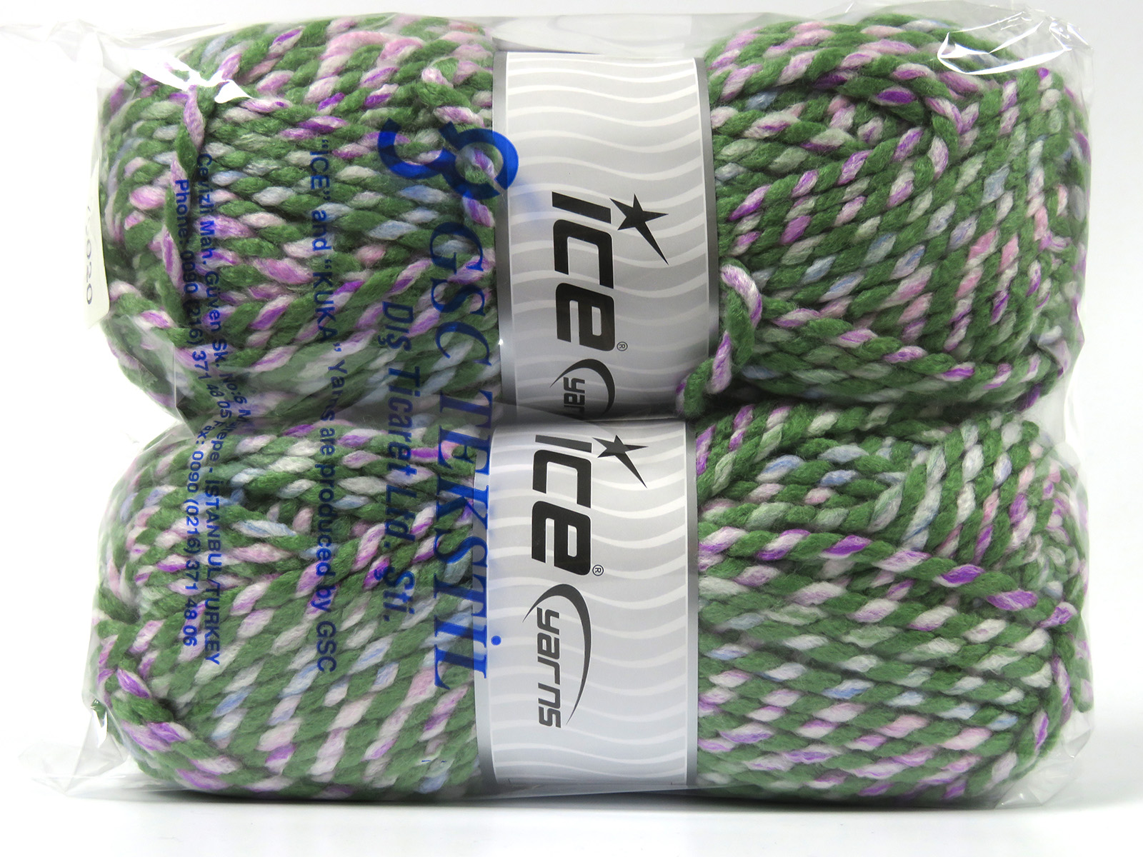 Groen|Blauw|Wit|Lila Outlet Yarns 2x150gr